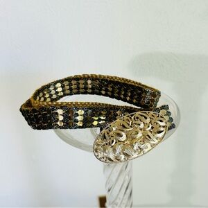 Vintage Gold-Tone Disco Stretch Waist or Hip Belt > XL